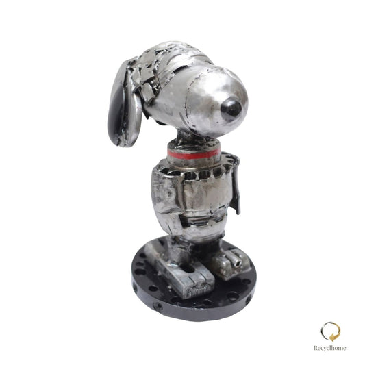 Sculpture Snoopy en métal recyclé, pièce unique faite main en France