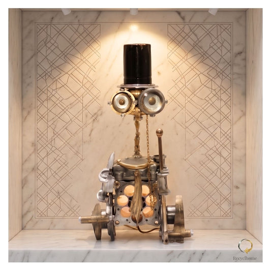 Wall E english, luminaire en métal recyclé fait main par Recyclhome