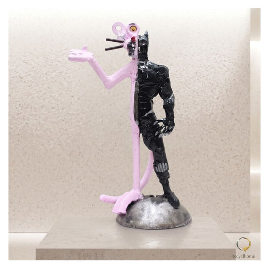 Panthère bipolaire, sculpture en métal recyclé fait main par Recyclhome