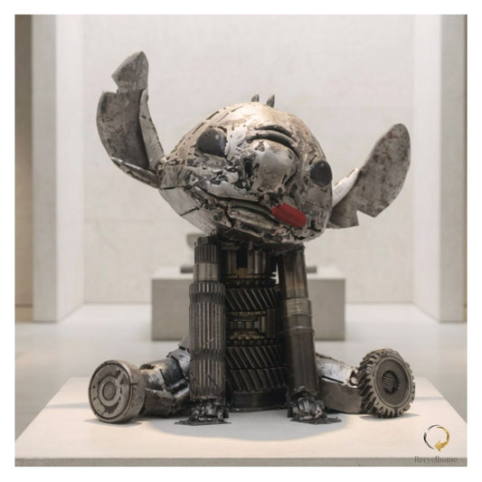 Stitch, sculpture en métal recyclé fait main par Recyclhome