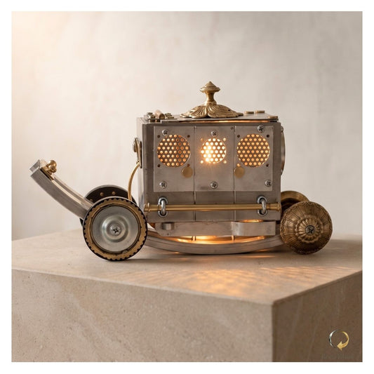 Steam Carosse, luminaire en métal recyclé fait main par Recyclhome