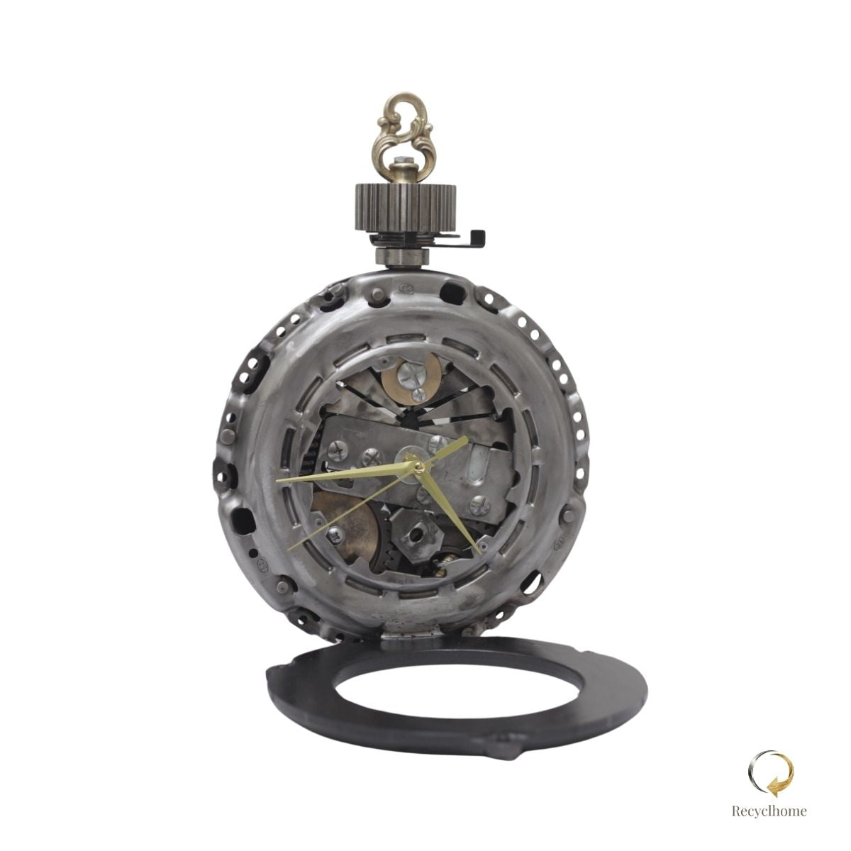 Montre à gousset, création artisanale assemblée à la main avec des pièces récupérées