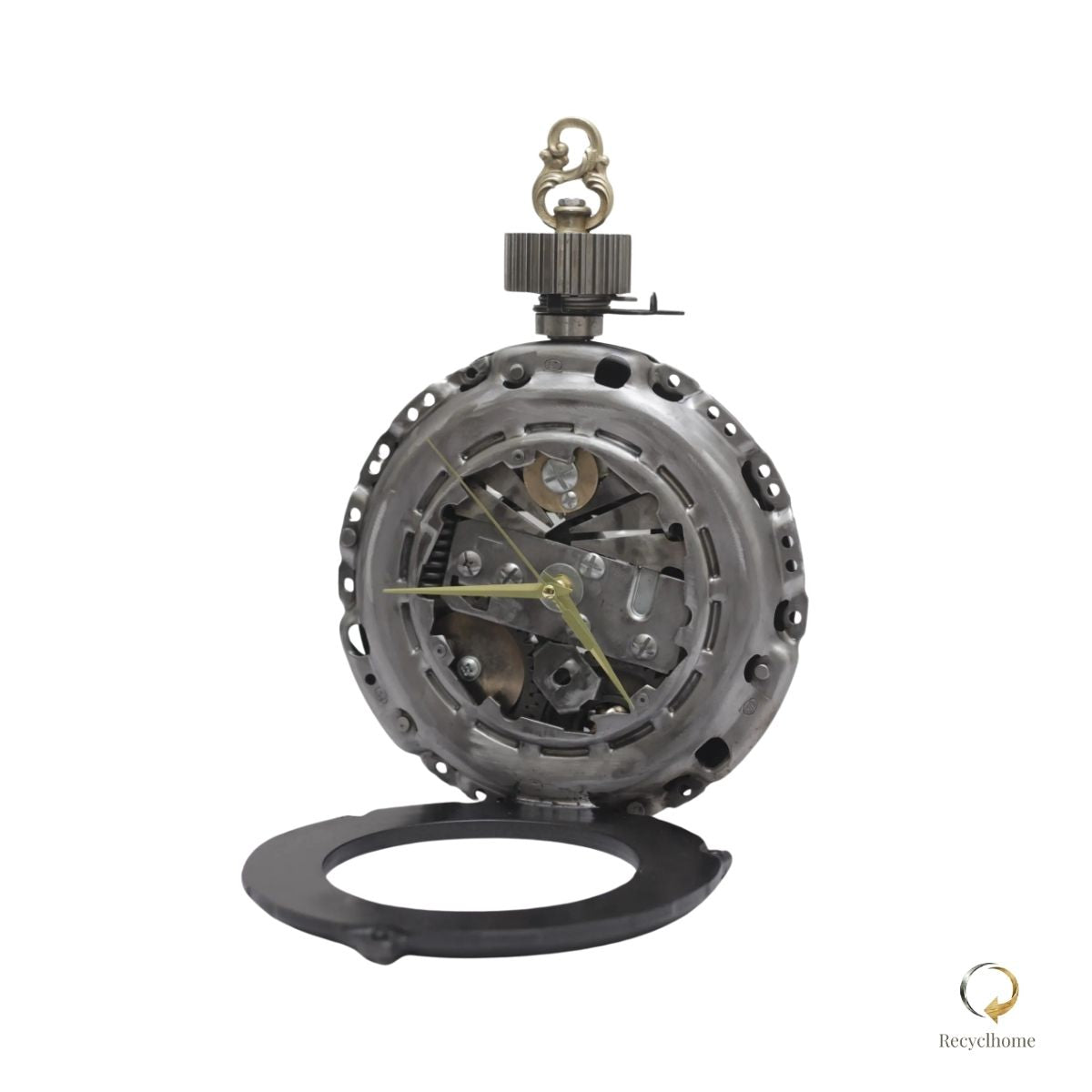 Horloge montre à gousset en métal recyclé, pièce unique faite main en France