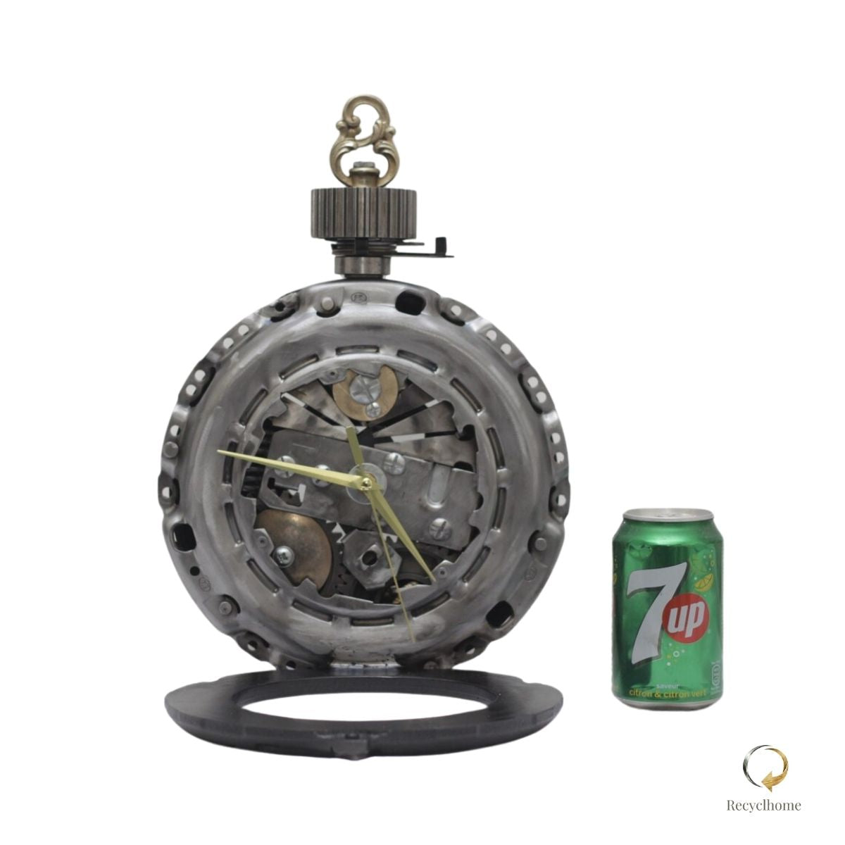 Horloge montre à gousset en métal recyclé, vue complémentaire