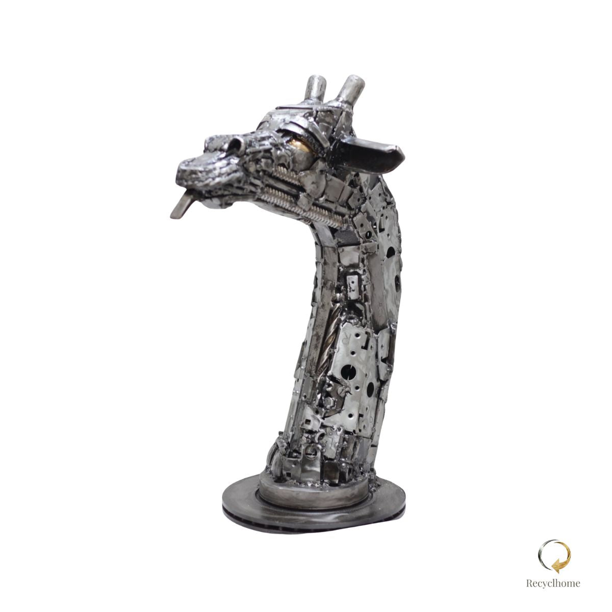 Méca girafe, création artisanale assemblée à la main avec des pièces récupérées