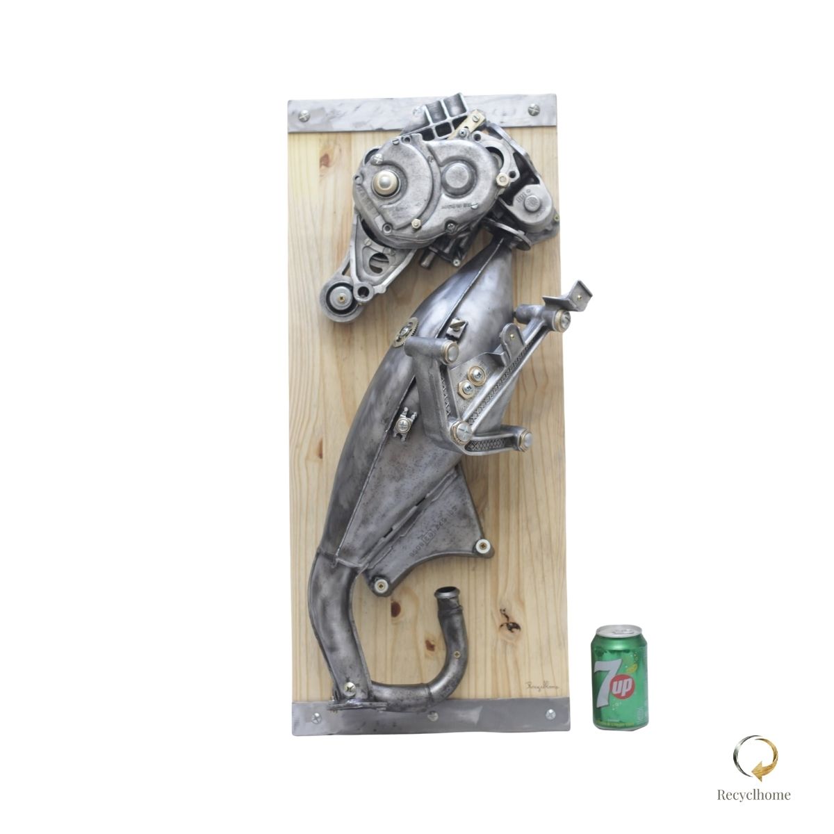 Tableau hippopotame en bois et métal recyclés, vue complémentaire