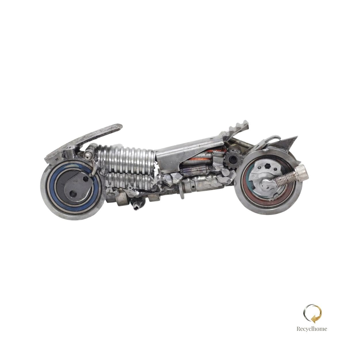 Sculpture moto mécanique en métal recyclé, pièce unique faite main en France